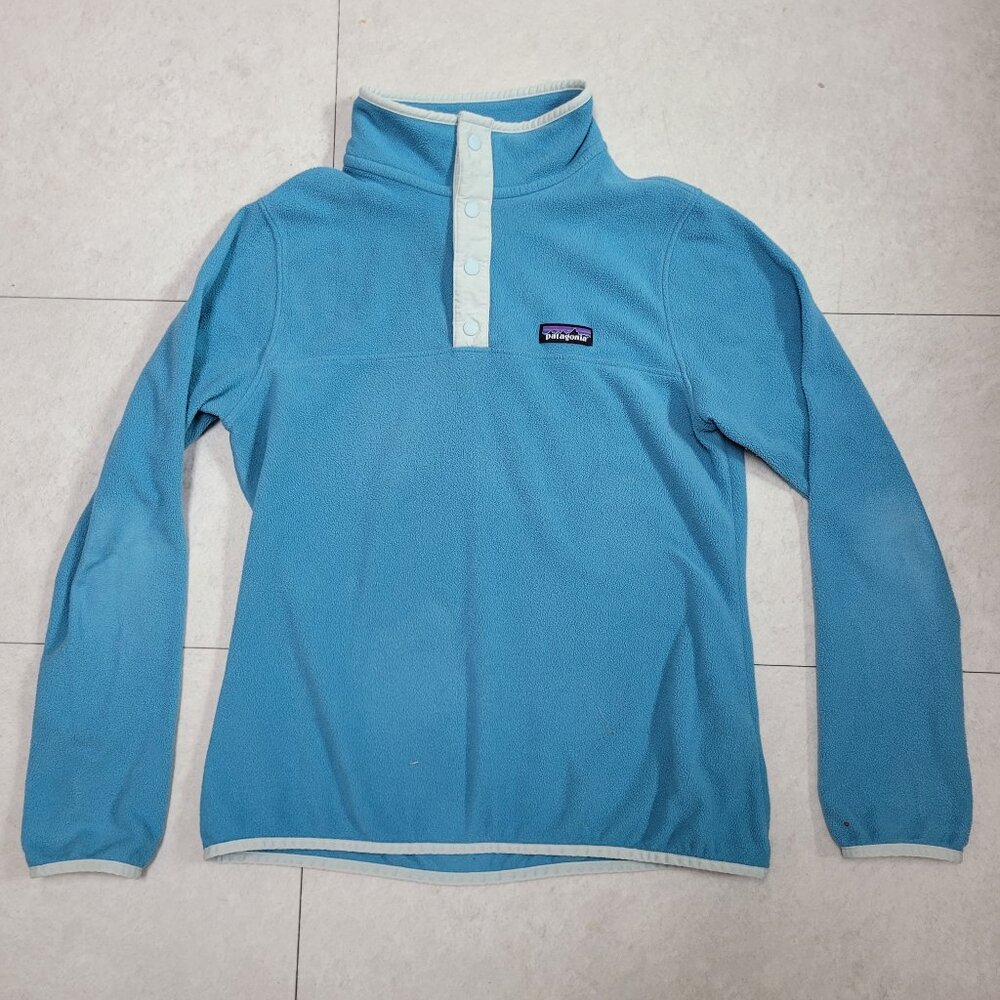 Patagonia Synchilla Micro D Snap T  Micro D Pullover Fleece Sweatshirt 90s Blue